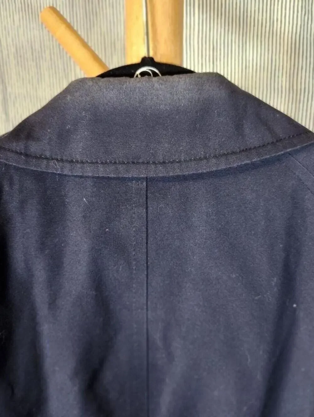 London Fog 40R $275 Navy Rain Trench Coat Cotton Blend Overcoat Vintage 90s 80s